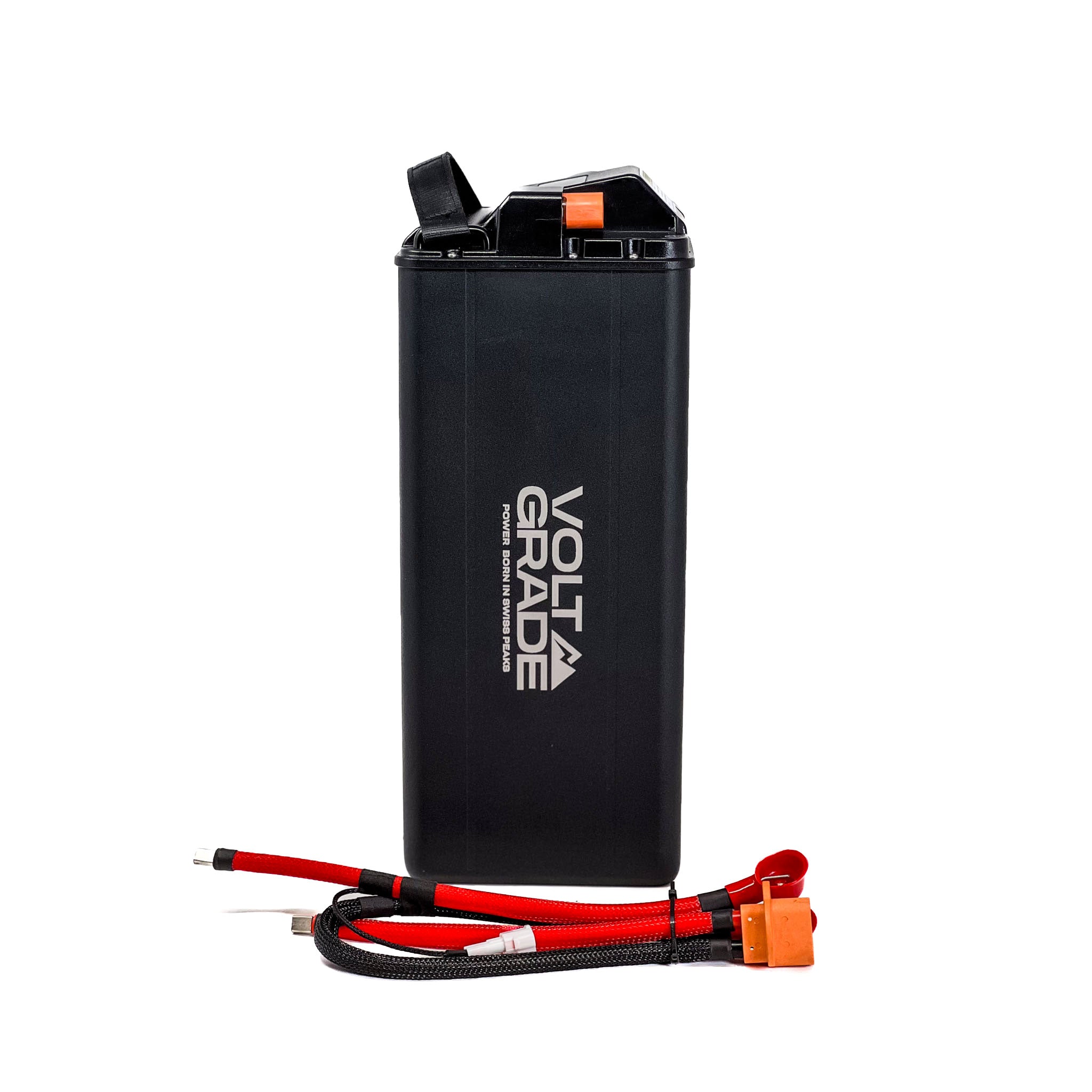 Side view of the VoltGrade Sur Ron Light Bee 81v 45ah battery upgrade with power harness