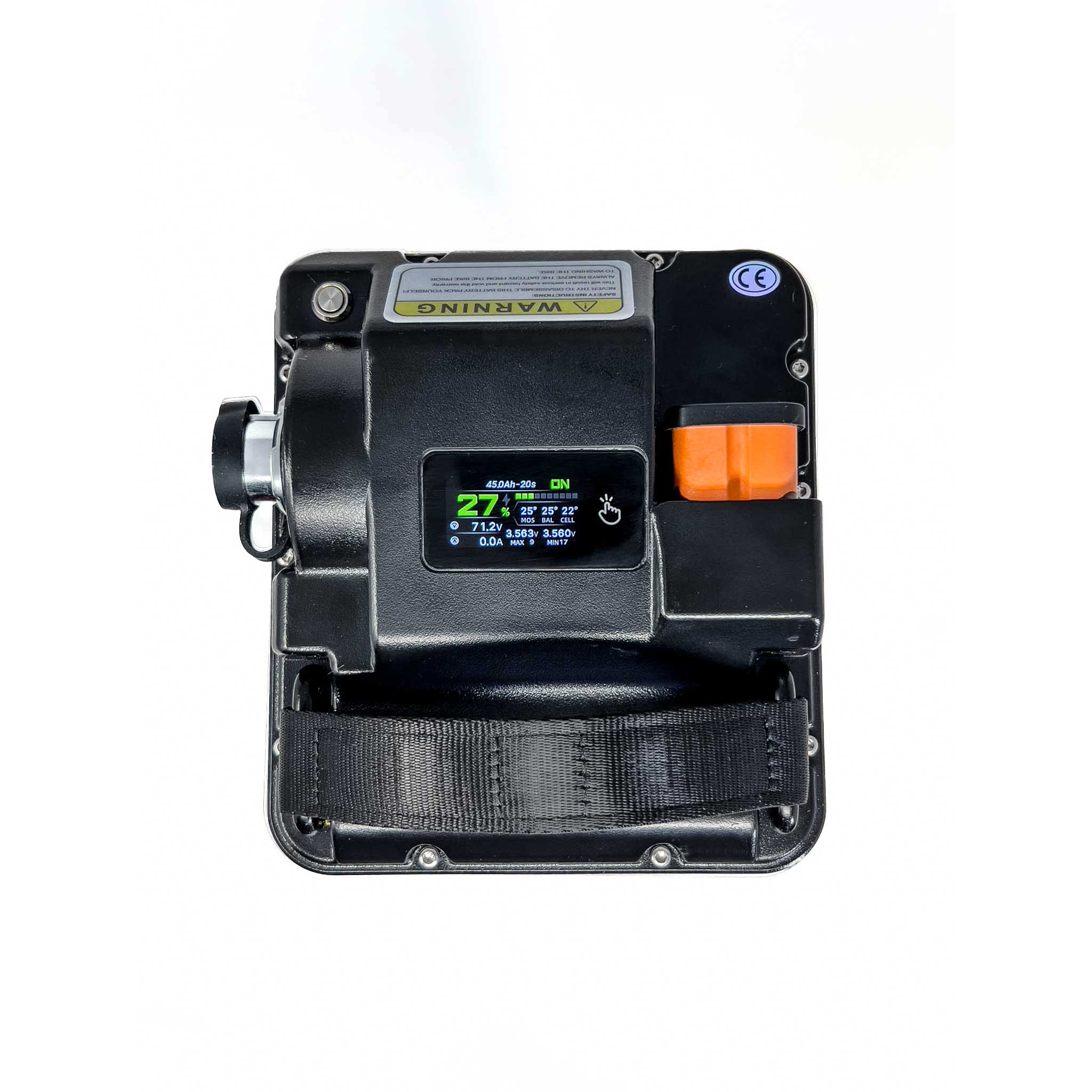 Top lcd displayt on view of the VoltGrade Sur Ron Light Bee 81v 45ah battery upgrade