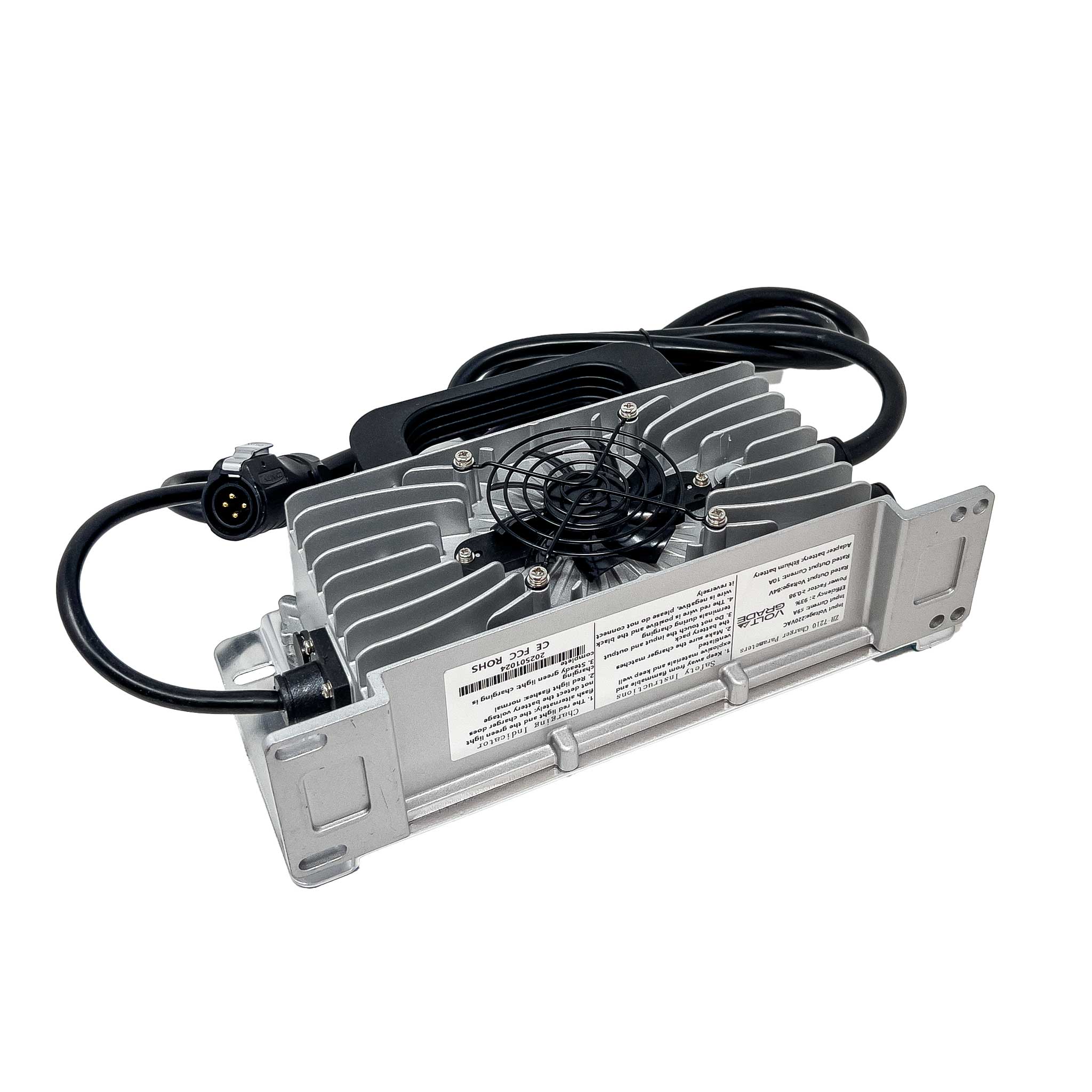 Voltgrade 72v and 81v battery charger 10amp for Sur Ron, Talaria, and E Ride Pro side view